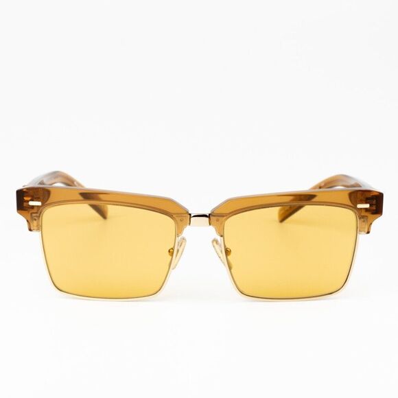 NEW Miu Miu MU10ZS 15T0B7 Caramel Trasparent Yelllow Square Unisex Sunglasses - Picture 2 of 12